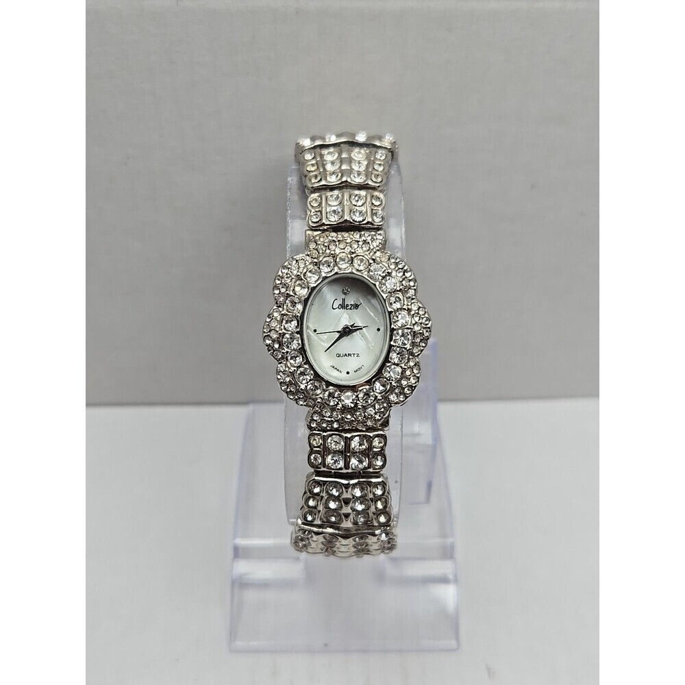 Collezio Womens Quartz Rhinestone Art Deco Bracelet Watch Silver New Battery